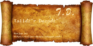 Tallér Dezső névjegykártya